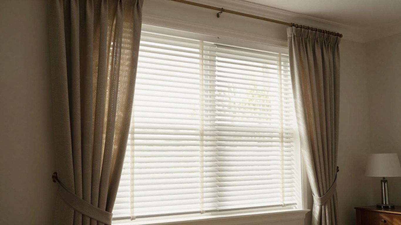 Professionally installed window blinds and curtains in a bright room.