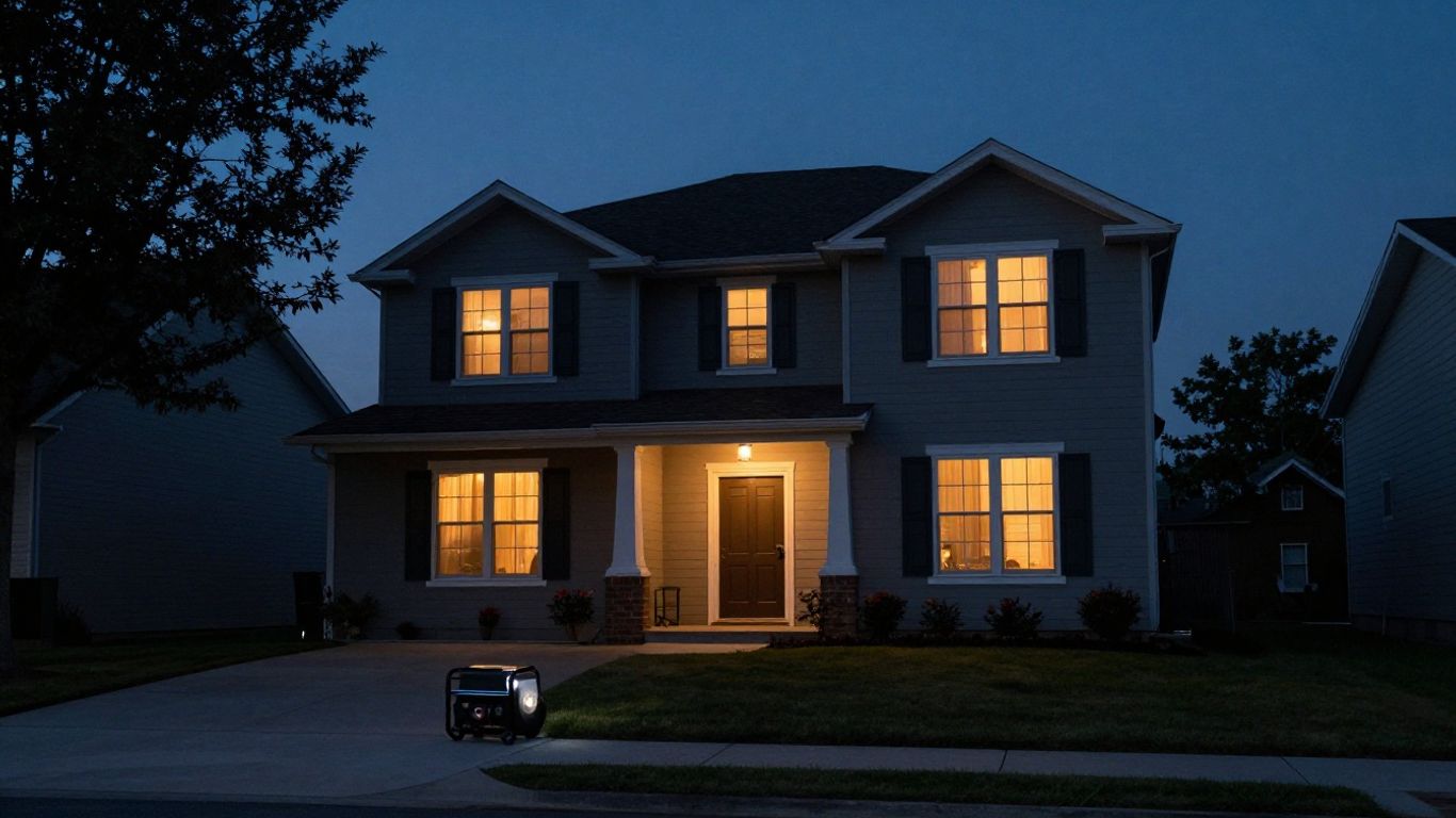 House powered by a generator during a blackout.