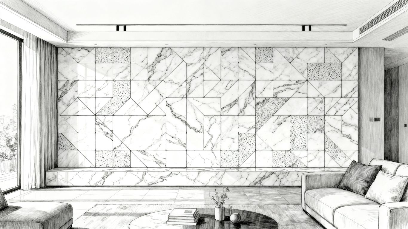 Sophisticated marble mosaic feature wall