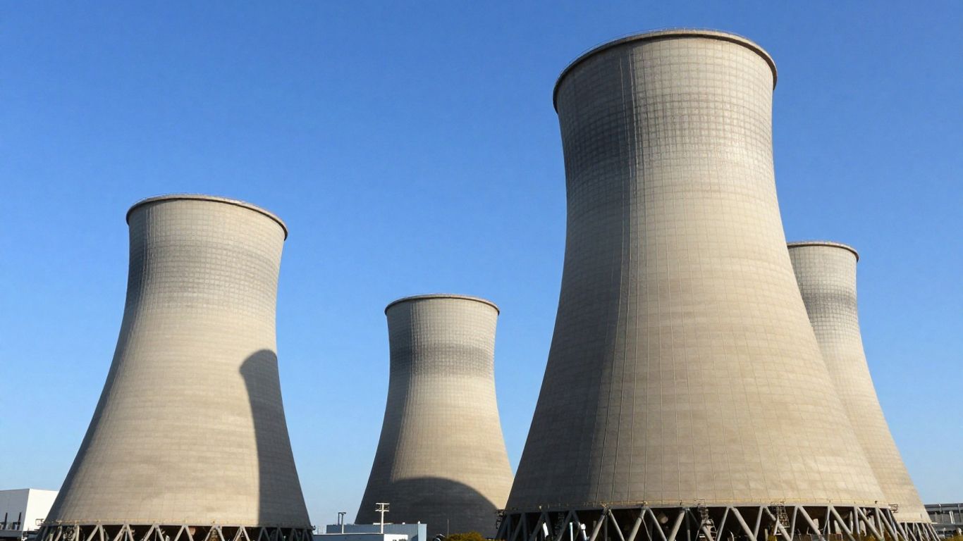 Centrale nucléaire sous un ciel bleu clair.