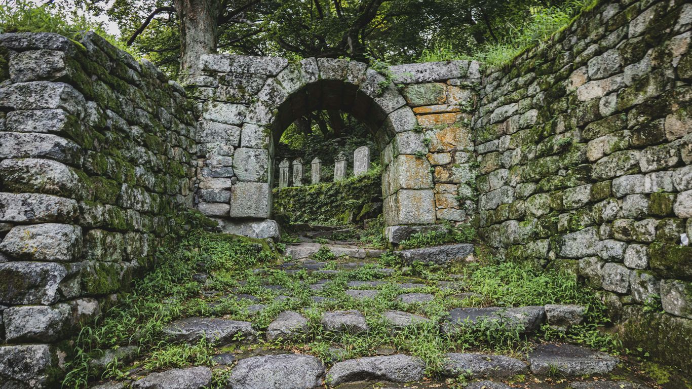 A historic landmark structure in the park
