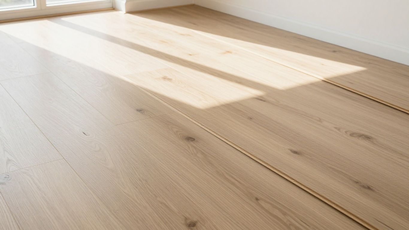 Quickly installed modern flooring in a bright living room.