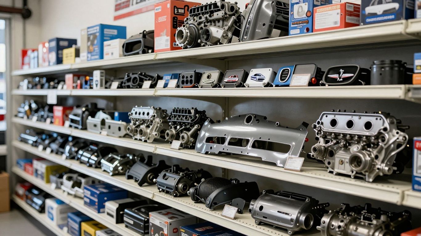 Chrysler parts displayed in a Melbourne auto shop.