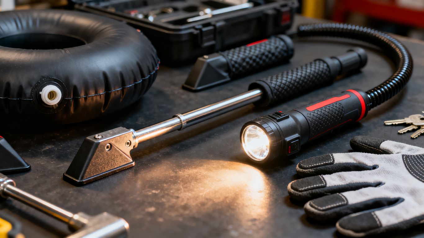Technician organizing automotive entry tools