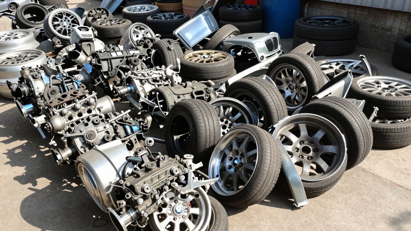 BMW car parts at a wrecking yard in Perth.