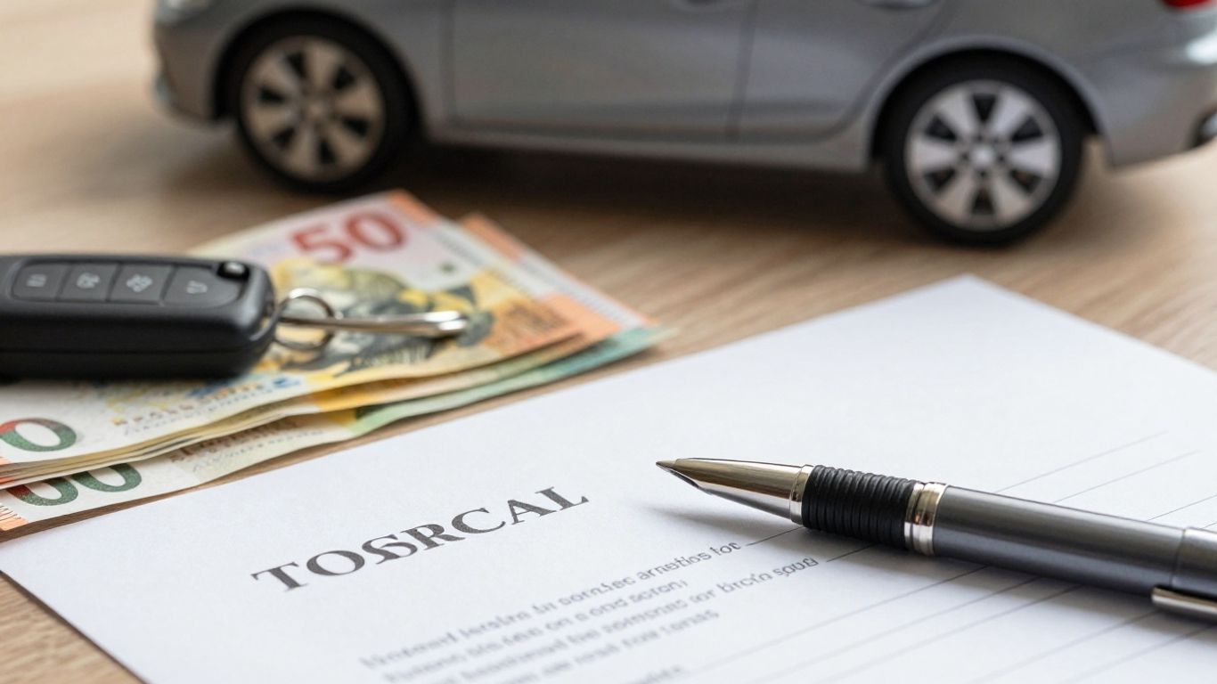 Auto Leasing Vertrag, Autoschlüssel, Schweizer Franken auf Tisch