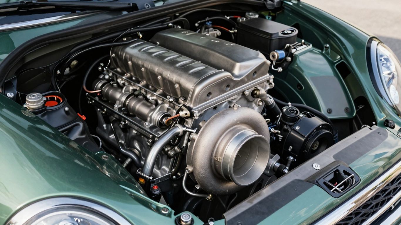 Mini Cooper R56 turbo engine close-up.