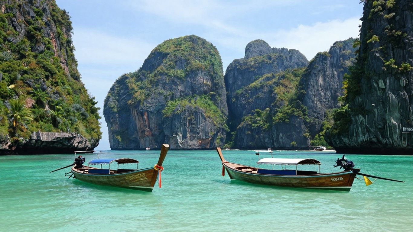 A breathtaking view of limestone cliffs over blue water