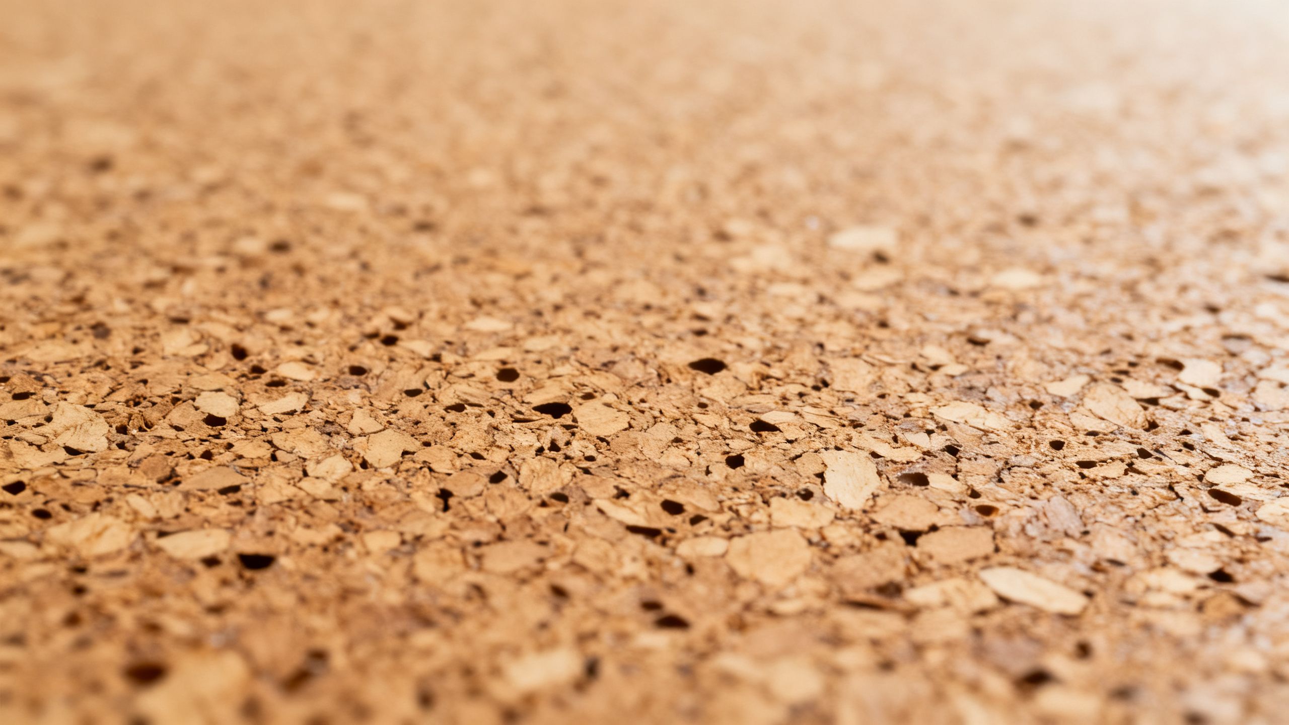 Close-up of a finished spray cork coating showing its fine, textured recycled-cork surface
