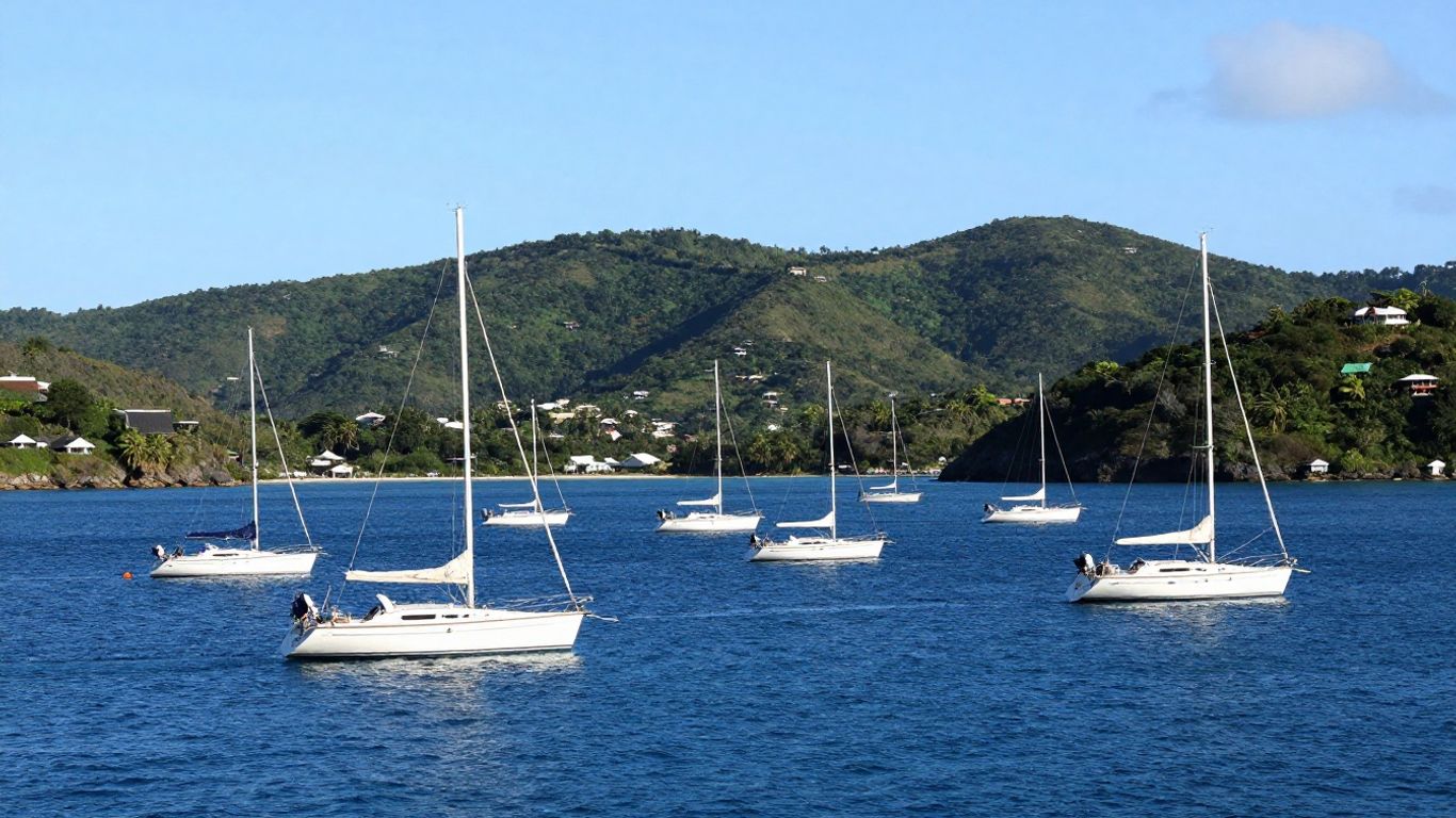 Boats anchored in Wickhams Cay II, Tortola.