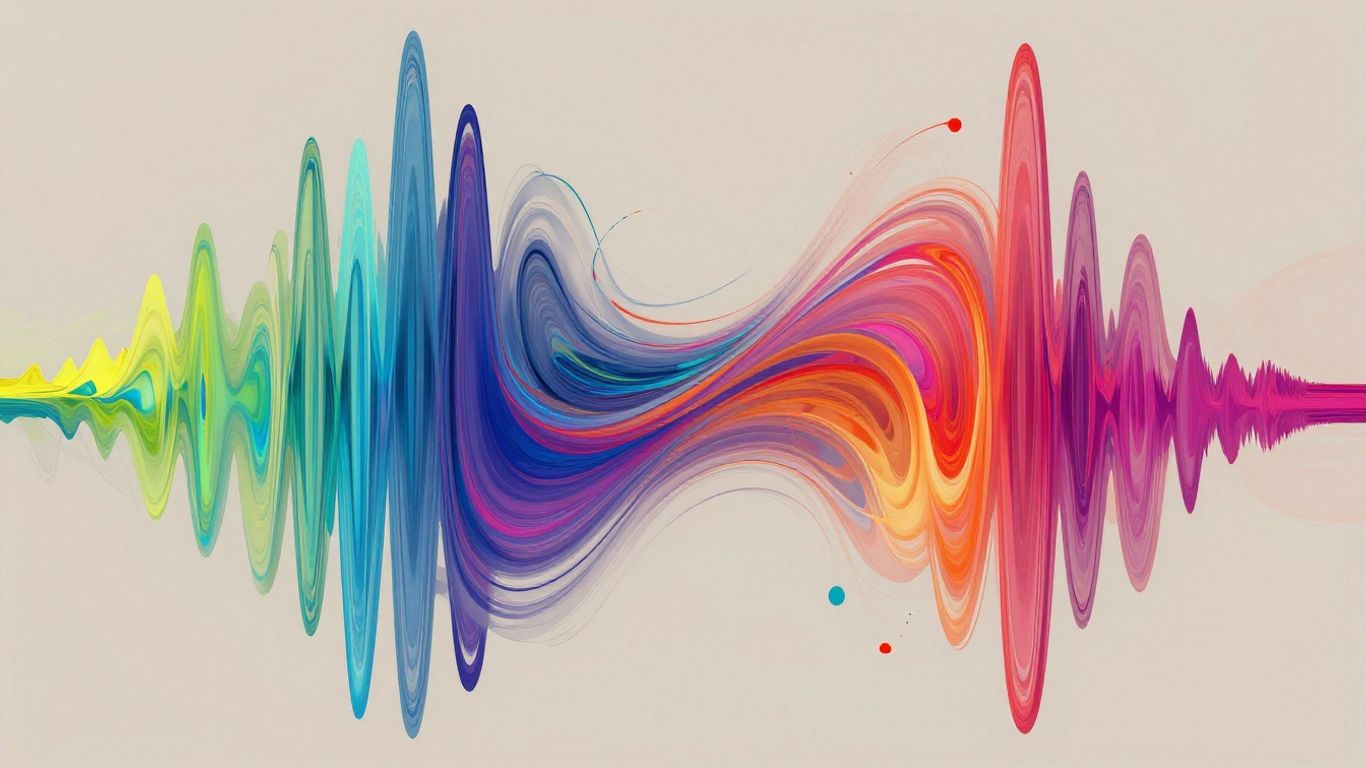 Abstract sound waves morphing and flowing with vibrant colors.