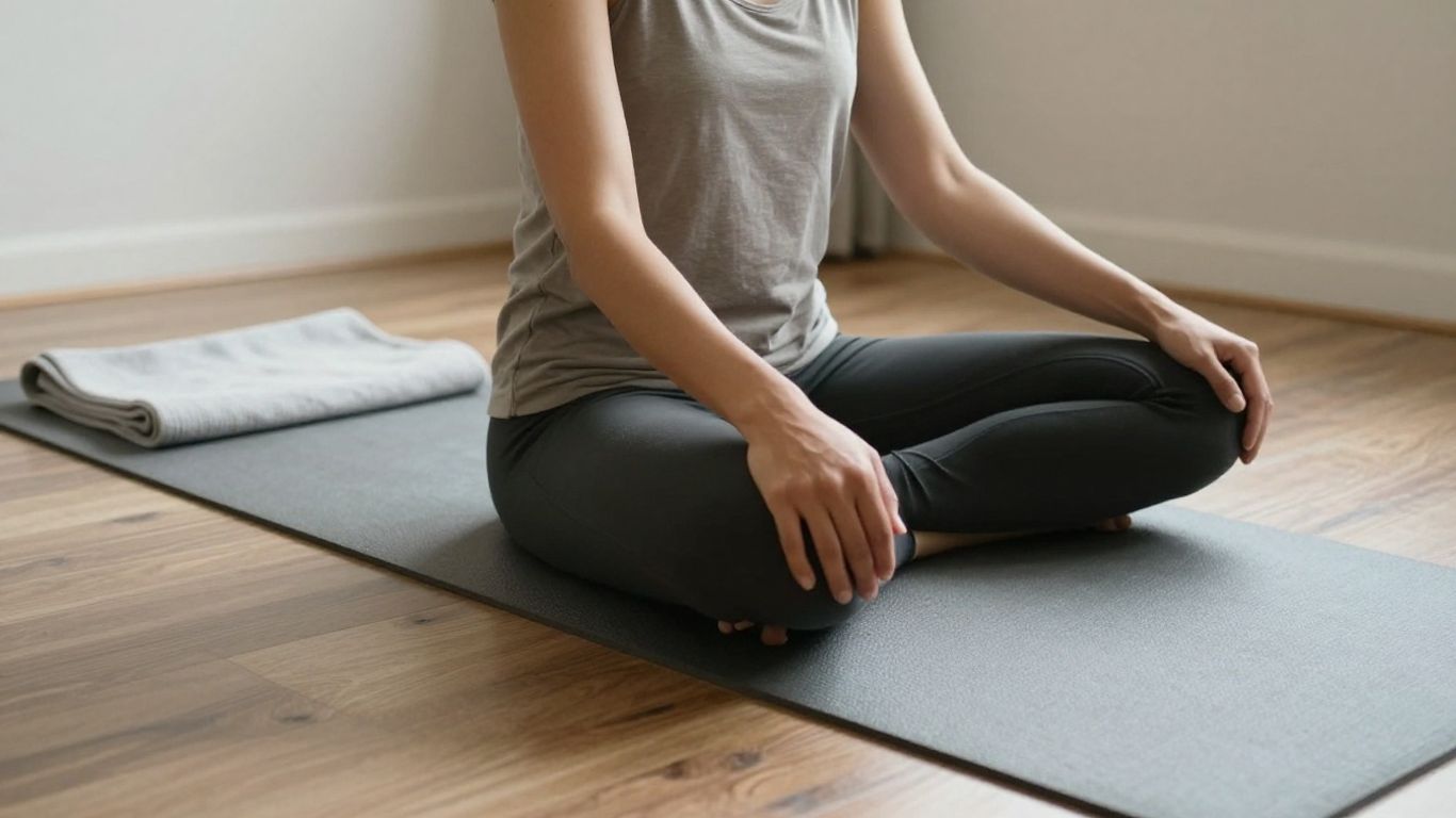 Seated yoga stretch on a simple mat