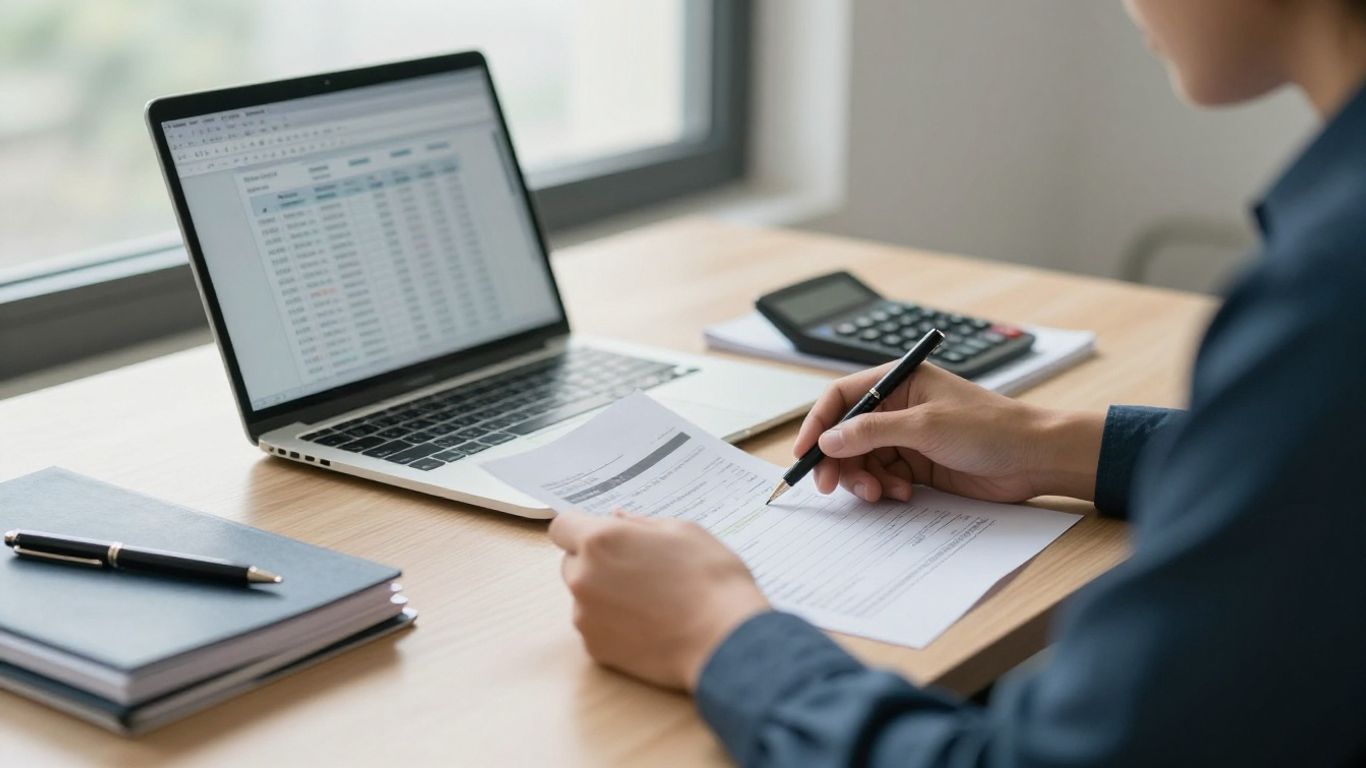 Finance professional reviewing imported bank transactions