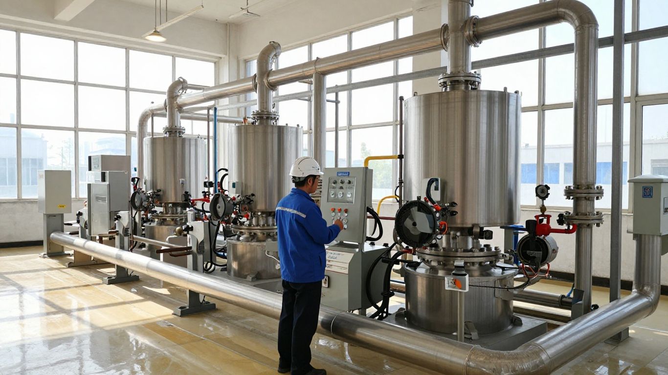 Water infrastructure specialist working in a modern plant.