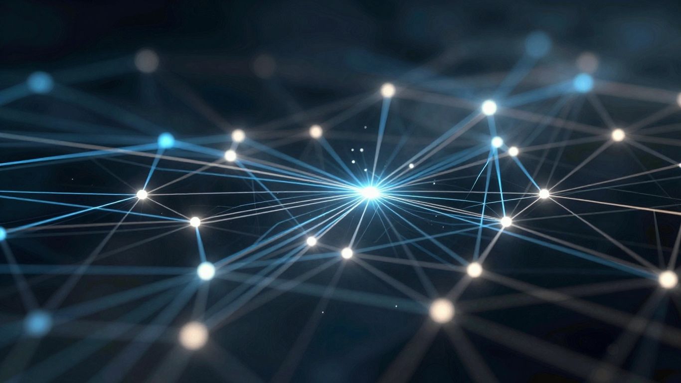Abstract network of glowing lines and nodes