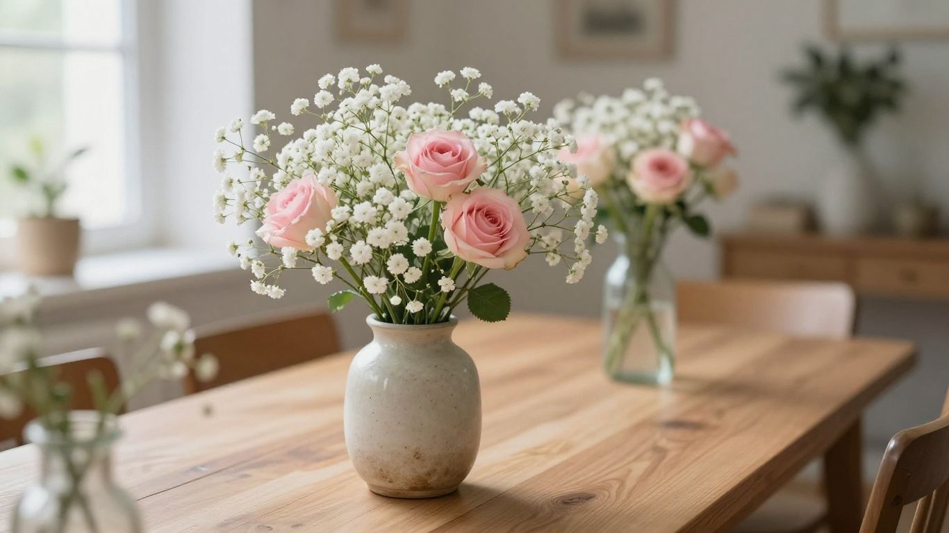 Pastel floral arrangement in a vase