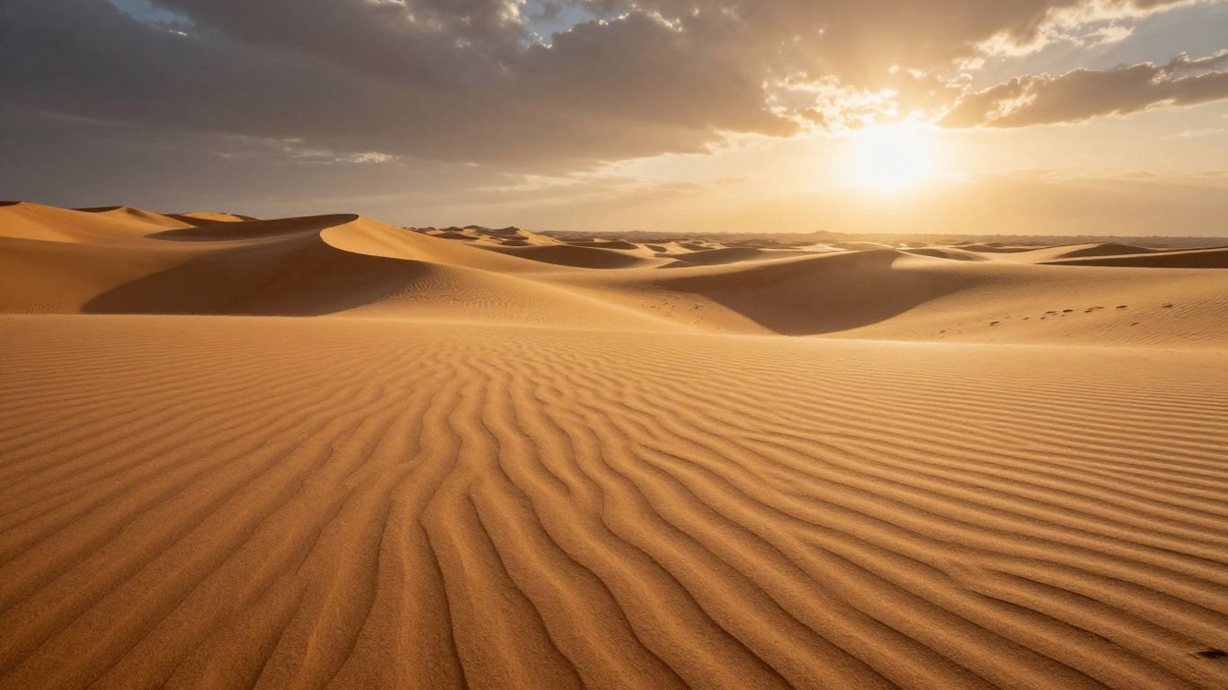 Shifting sand dunes under a dramatic sky, symbolizing wealth transfer.