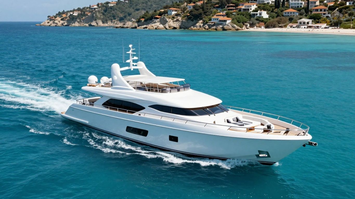 Luxury yacht sailing on the Mediterranean Sea.