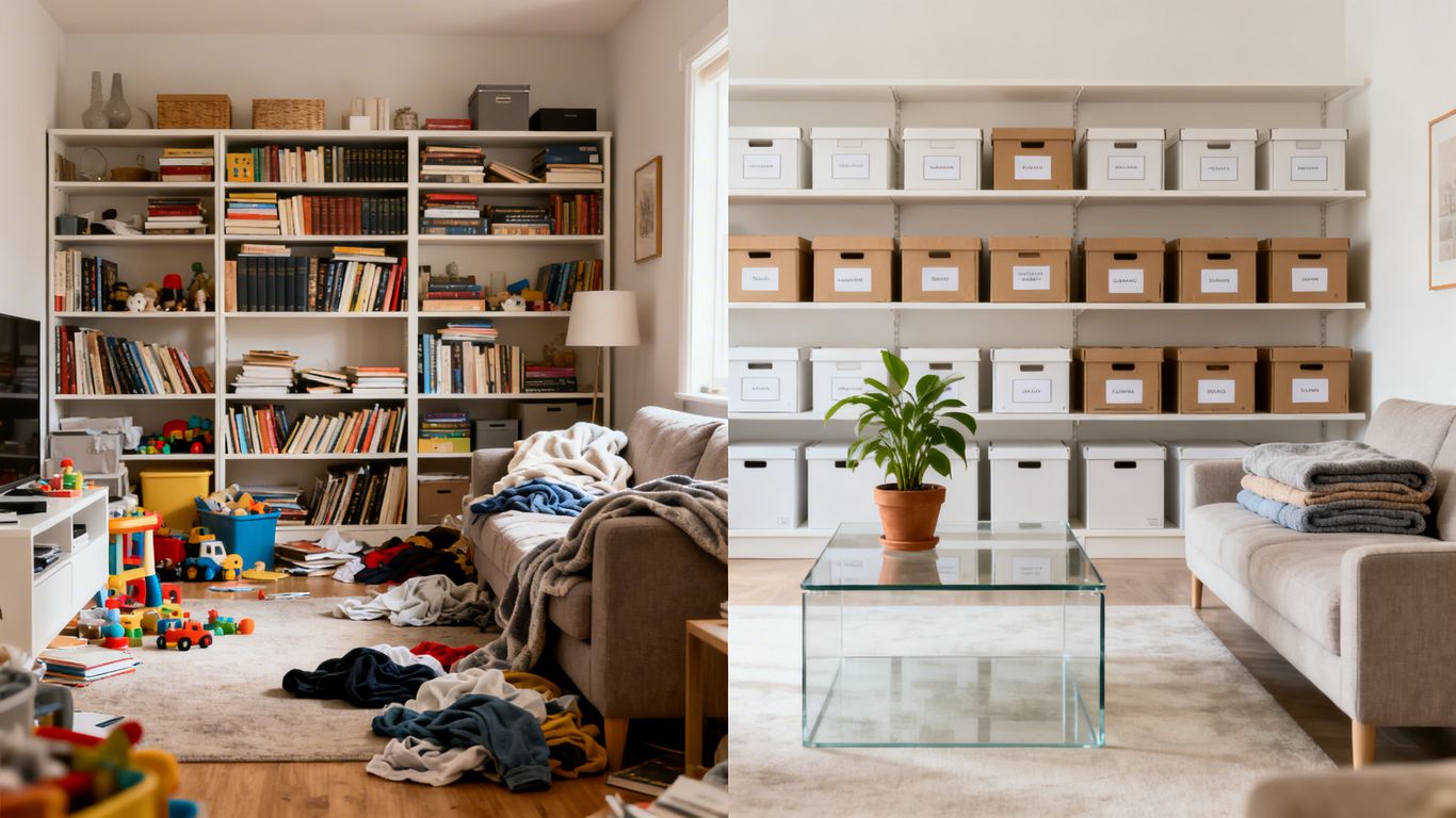 雜亂的居家空間變成整潔有序的樣子