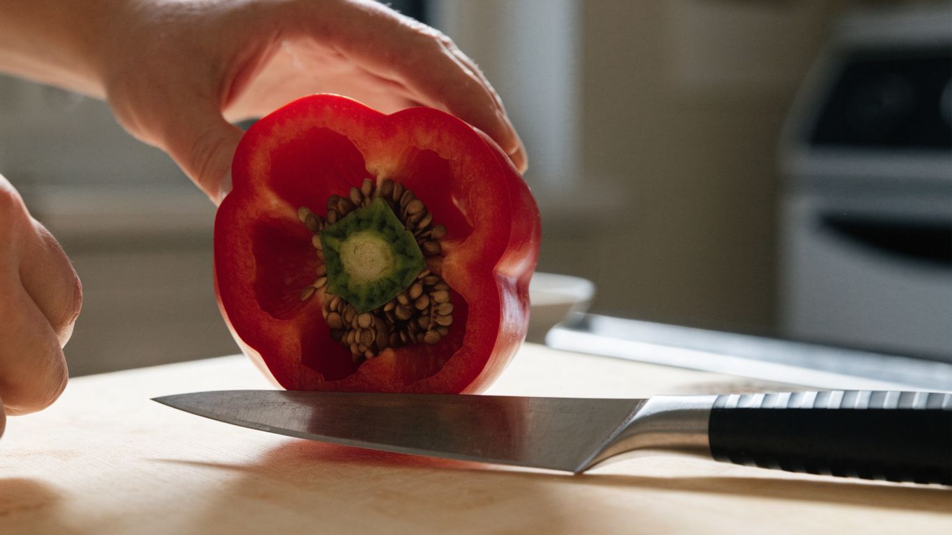 Bell pepper with top and core removed