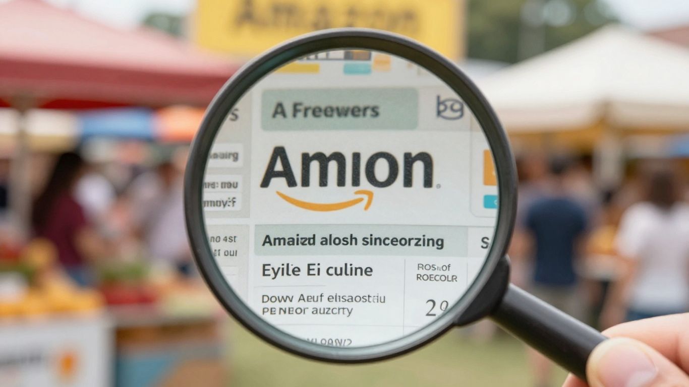 Magnifying glass over Amazon product listing
