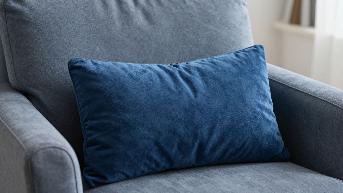 Blue lumbar pillow on an armchair