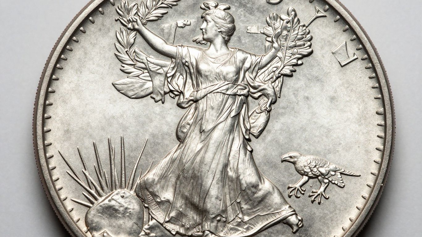 Walking Liberty silver dollar coin obverse and reverse.