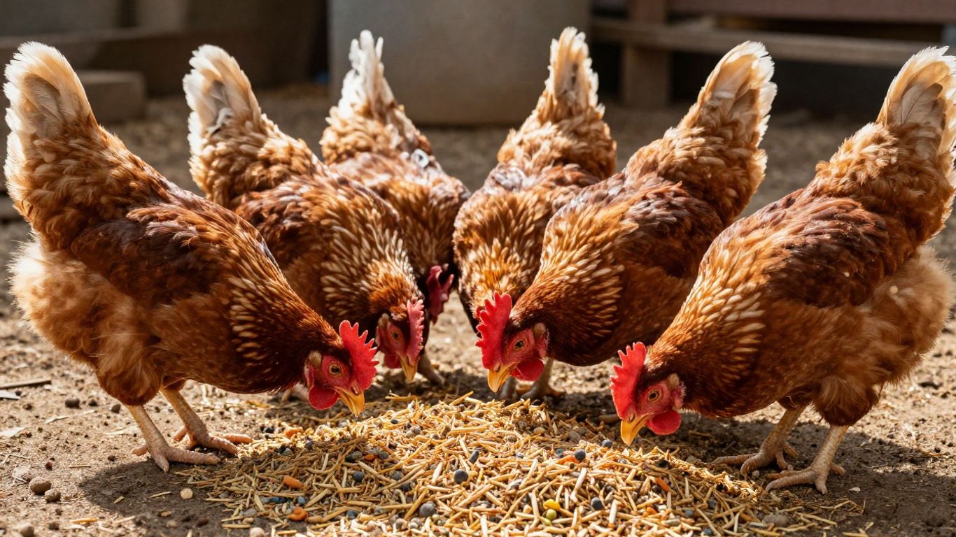 Zdrowe kurczaki jedzące paszę