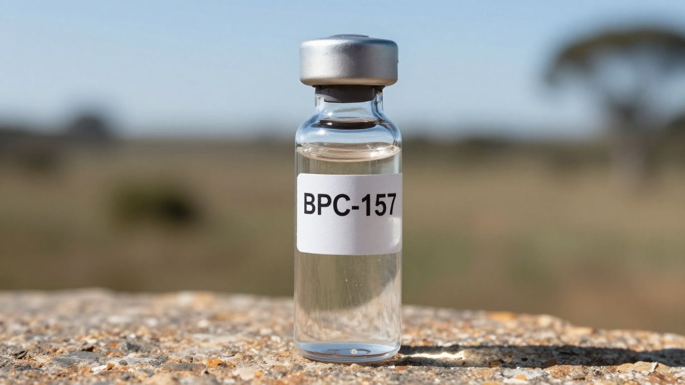 BPC-157 vial with Australian background