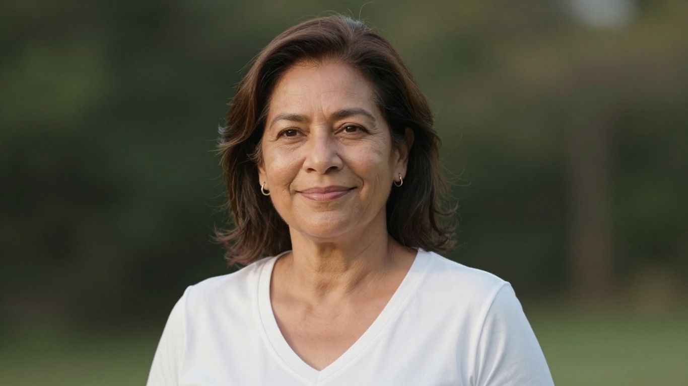 Mulher saudável e feliz durante a menopausa.