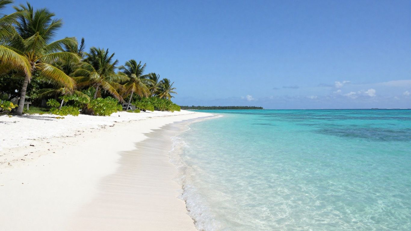 Turquoise waters and white sand beach in Exumas, Caribbean.
