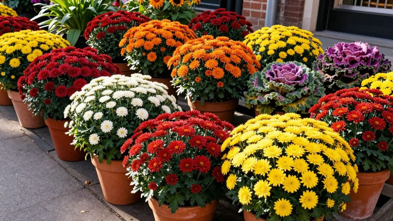 Herbstblumen in einem farbenfrohen Stadtgarten