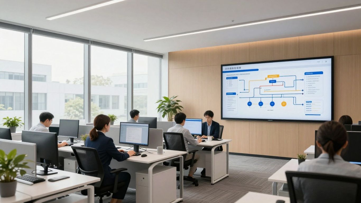 Modern office featuring efficient automated digital workflows