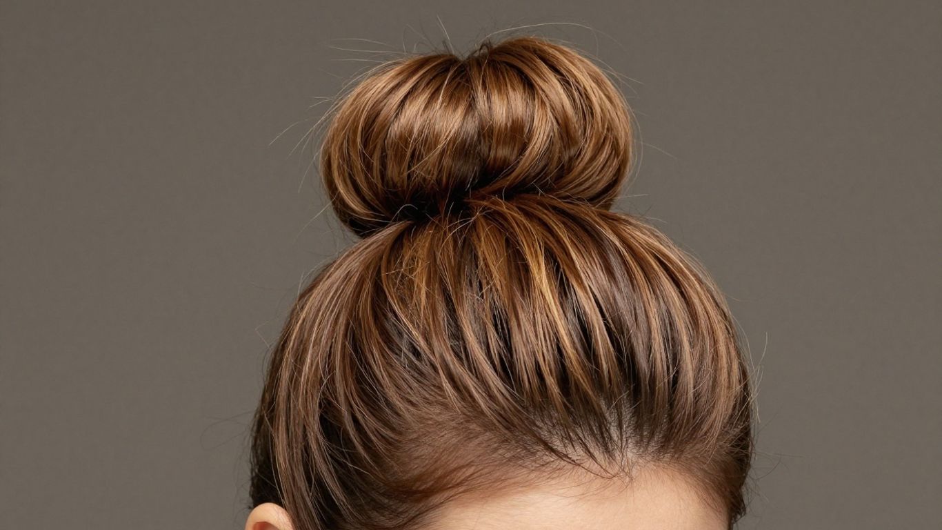Woman with thinning hair in a stylish bun.