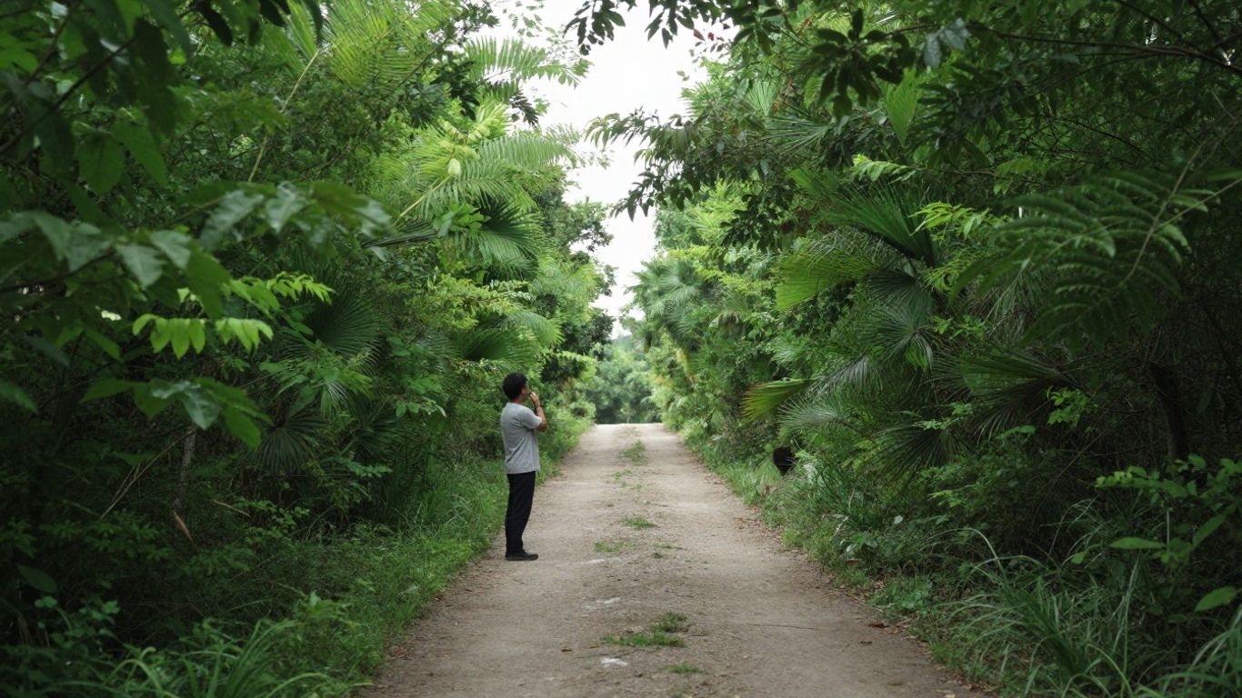 Person on a path towards a bright light.
