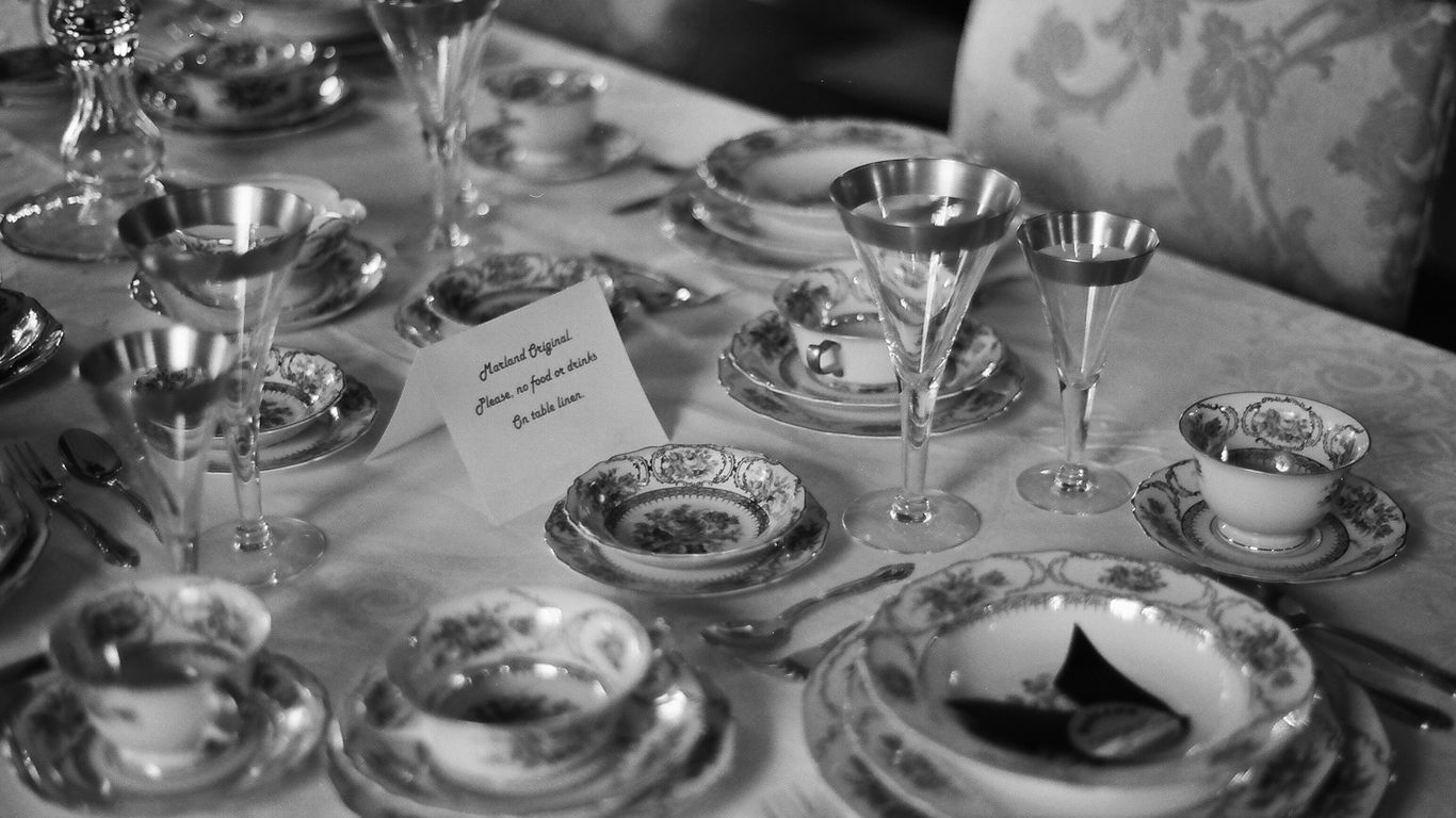 grayscale photography of table preparation