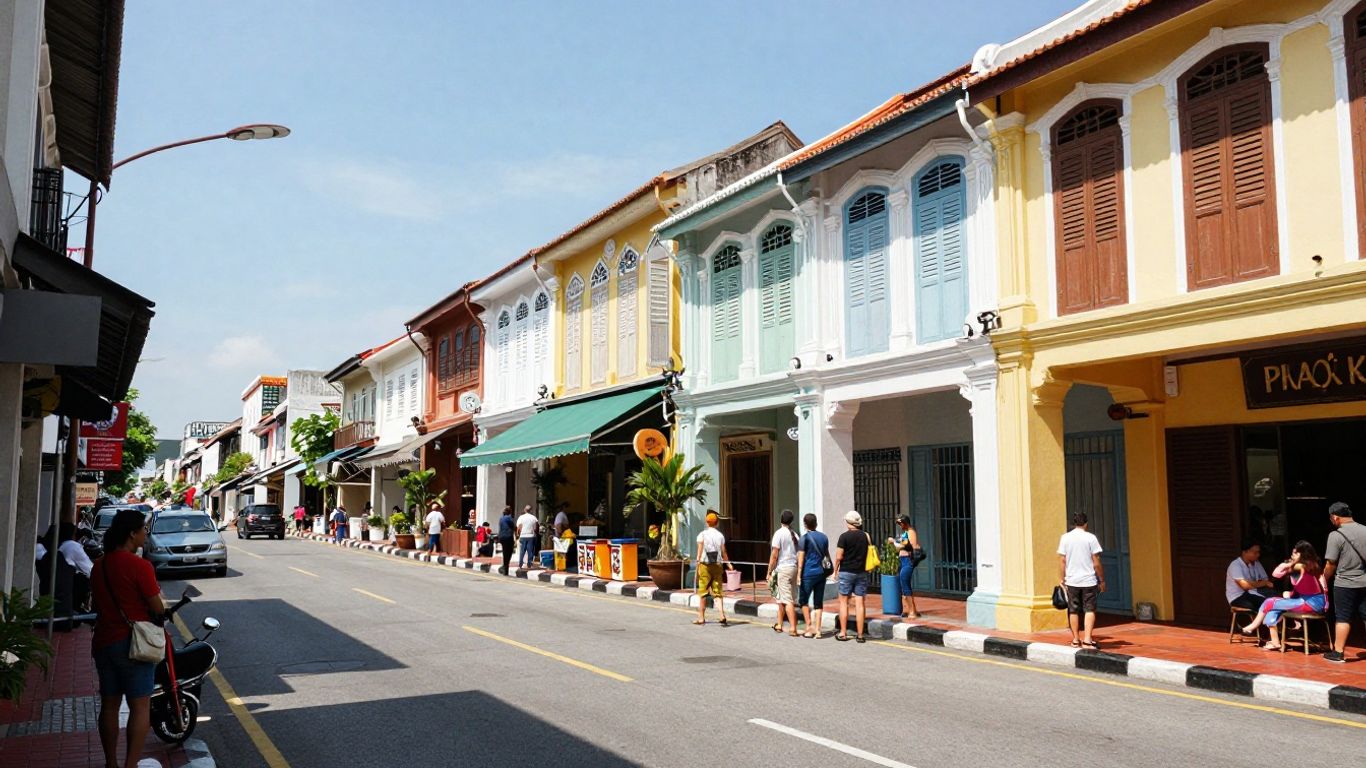 Colourful Sino-Portuguese buildings in Phuket Town, a cultural and investment hub.