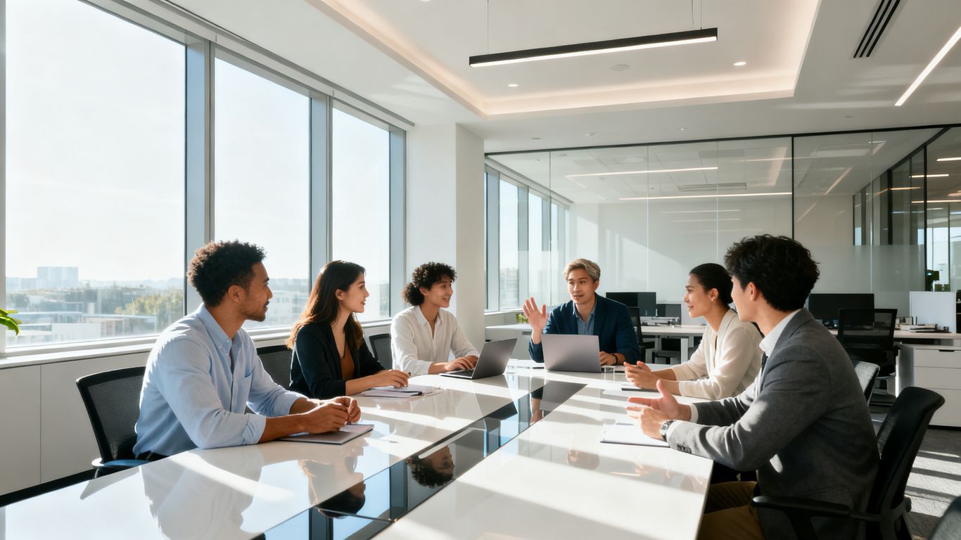 Houston business team working in a modern office.