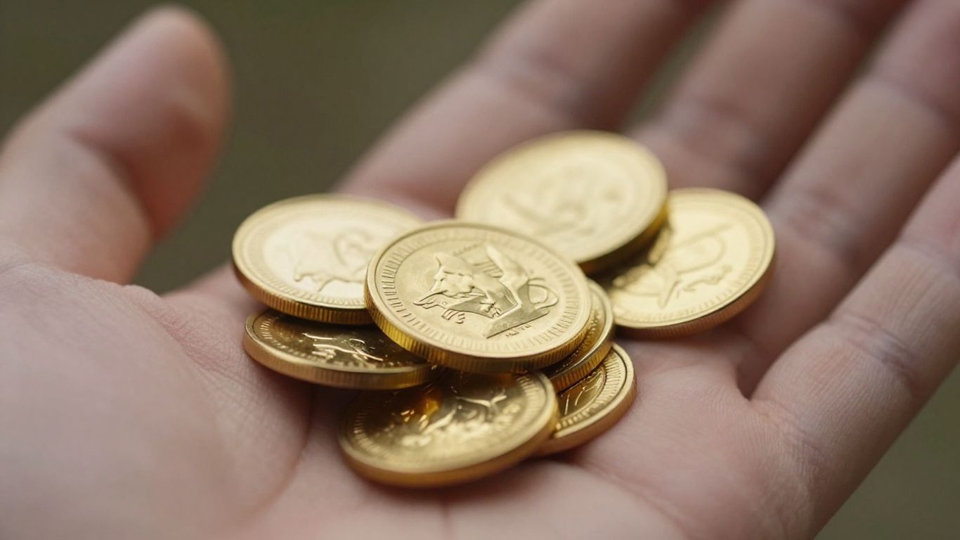 Pièces d'or brillantes dans une main, symbole de richesse.
