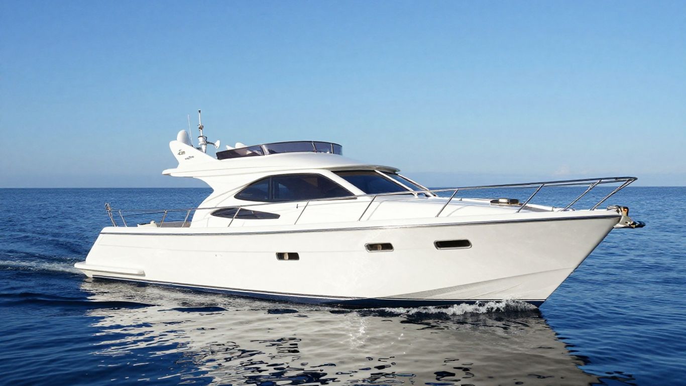 Used small yacht sailing on blue water.