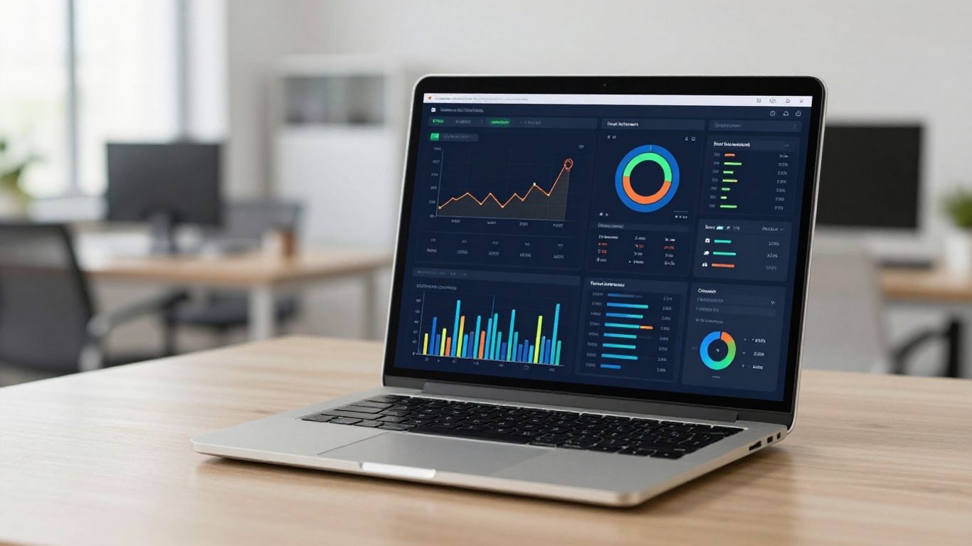 Go High Level software dashboard on a laptop.