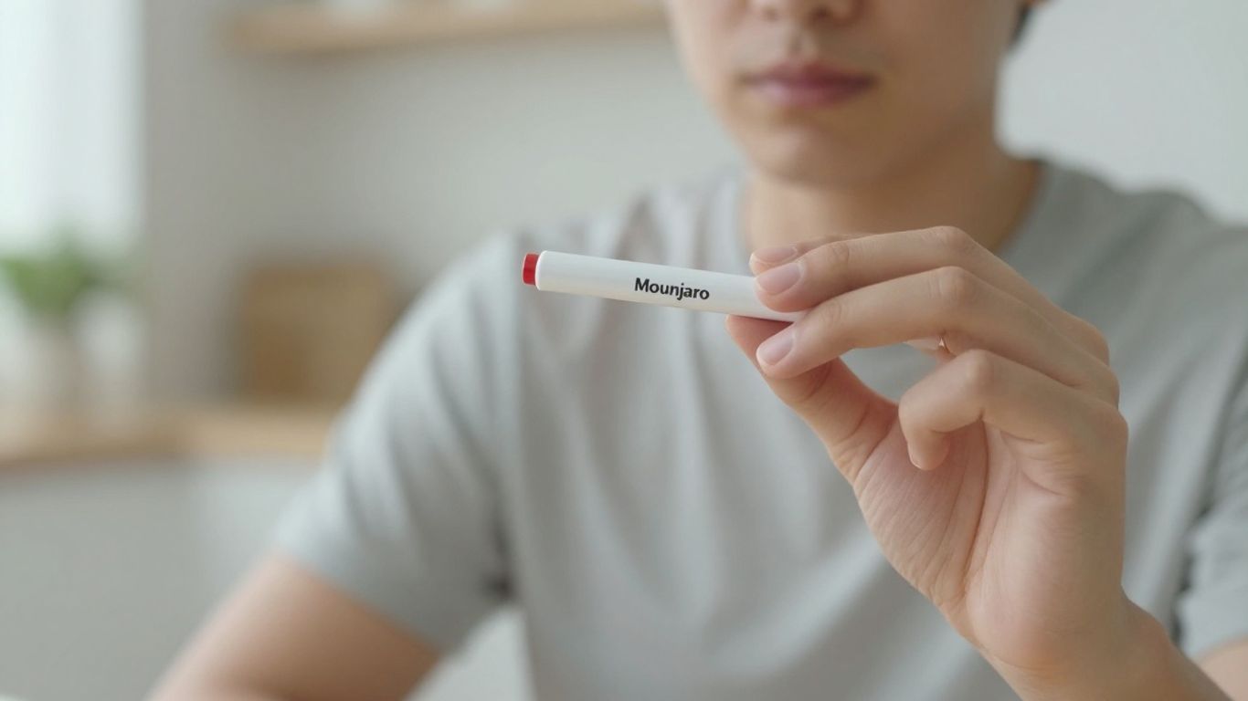 Person holding Mounjaro pen, contemplating appetite suppression.