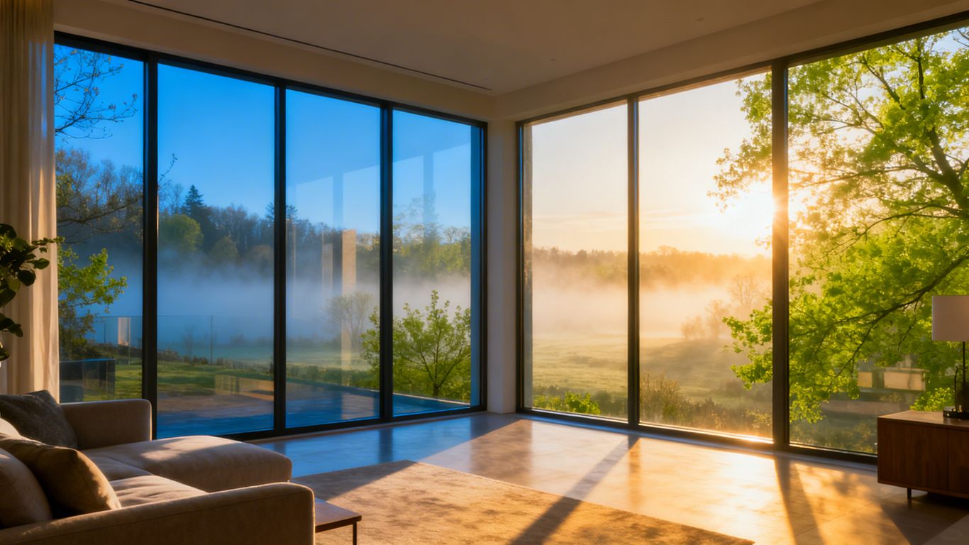 Energy efficient windows in a home during spring.