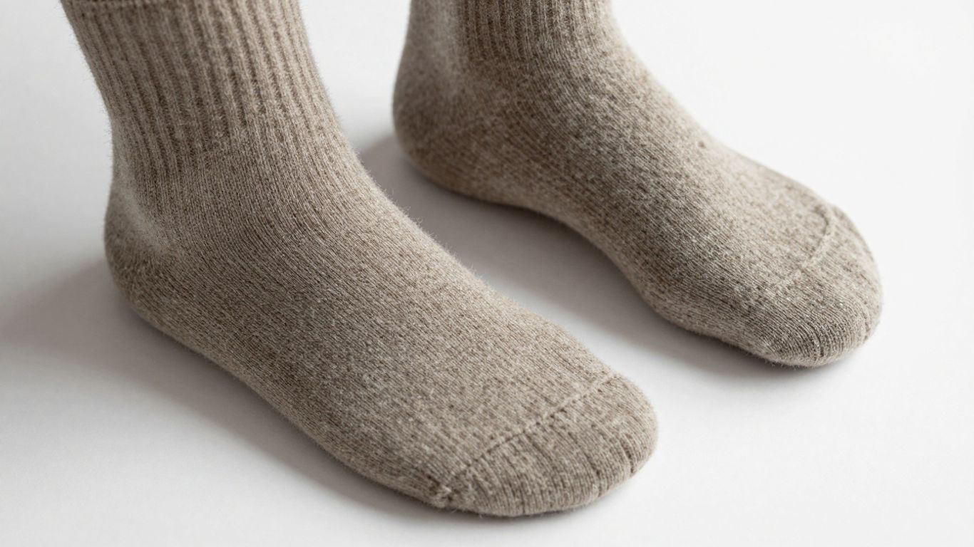 Close-up of natural wool socks.