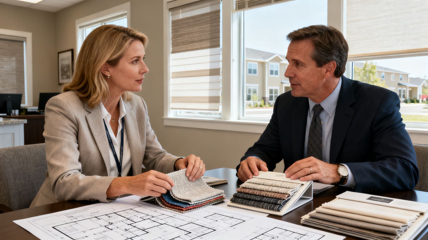 Commercial property manager reviewing blind samples