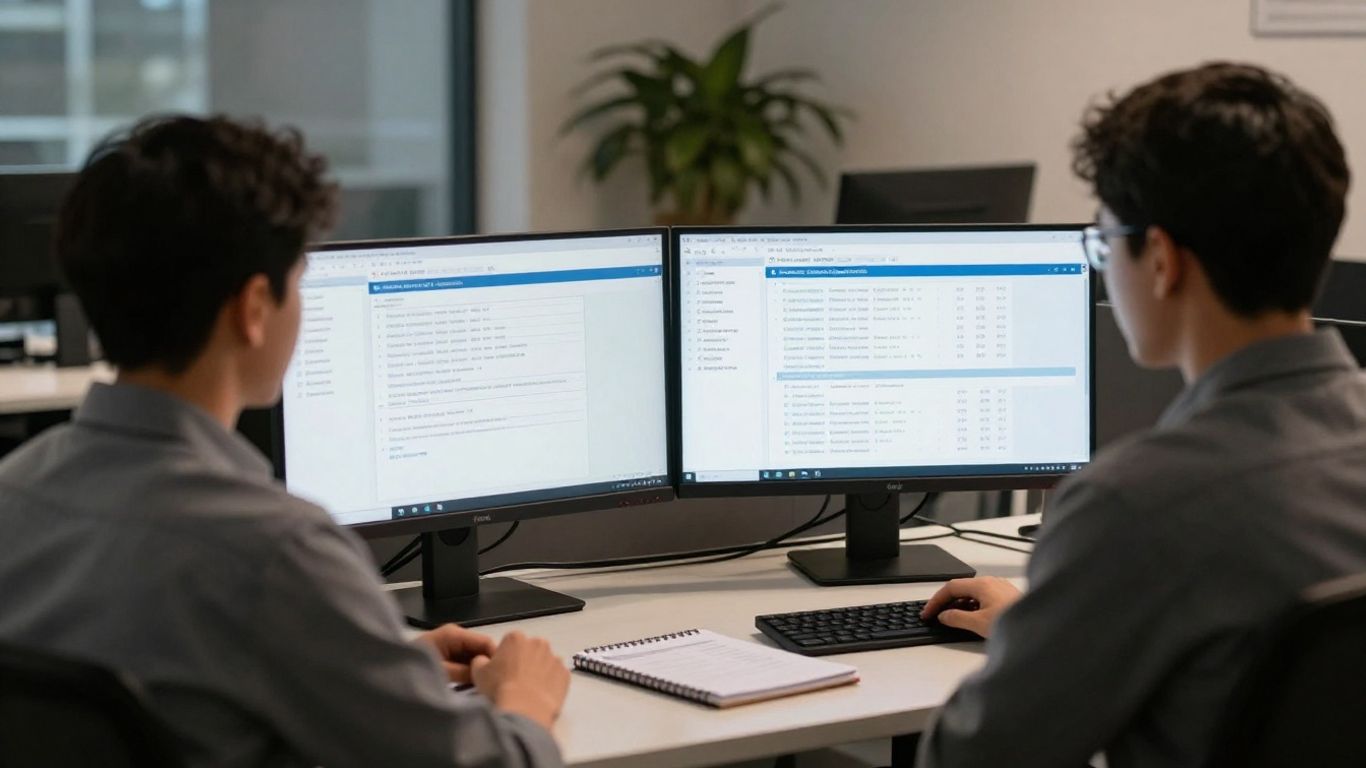 Local business staff organizing digital workflow tasks
