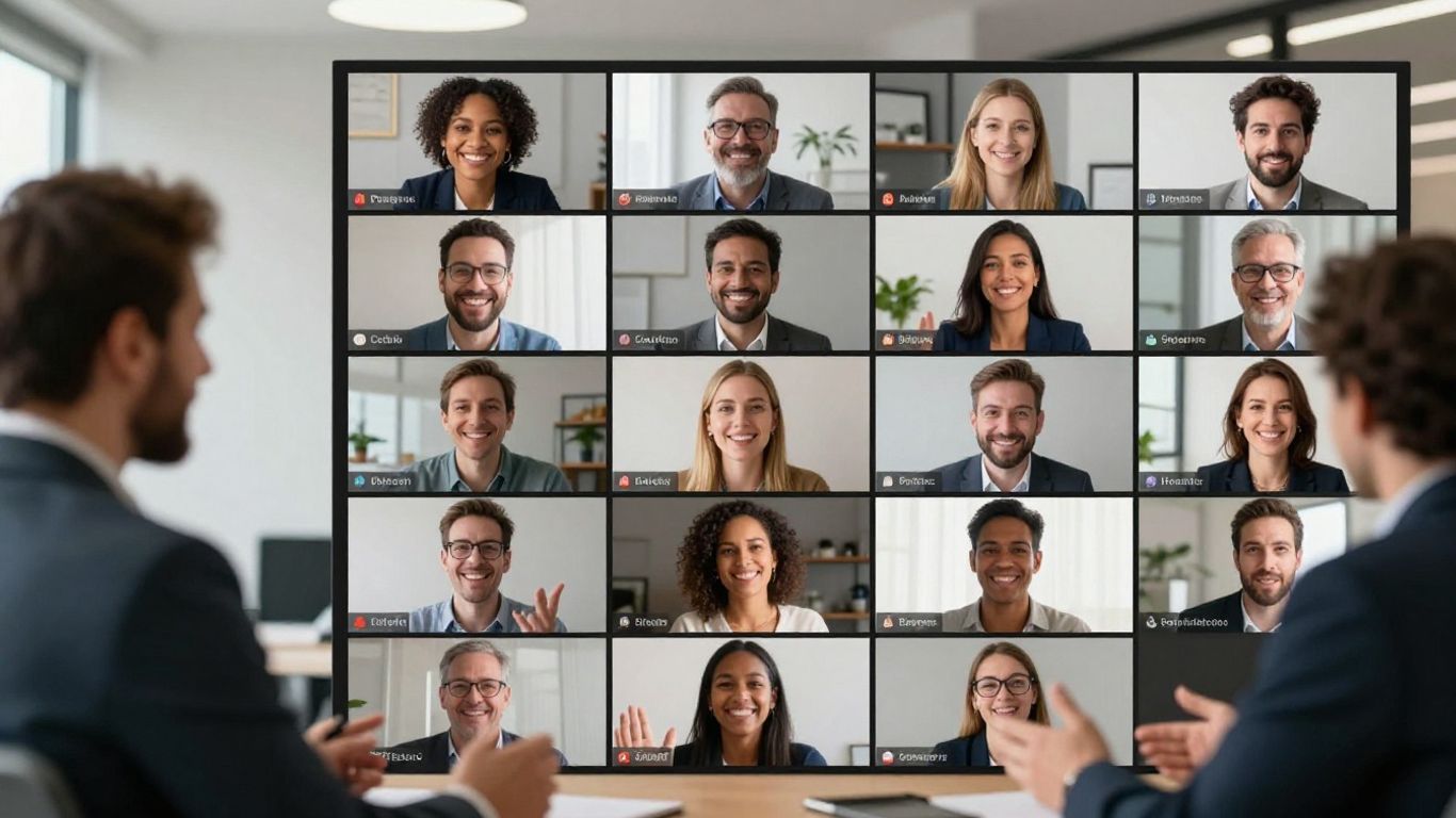 Diverse professionals collaborating effectively on a video conference call.
