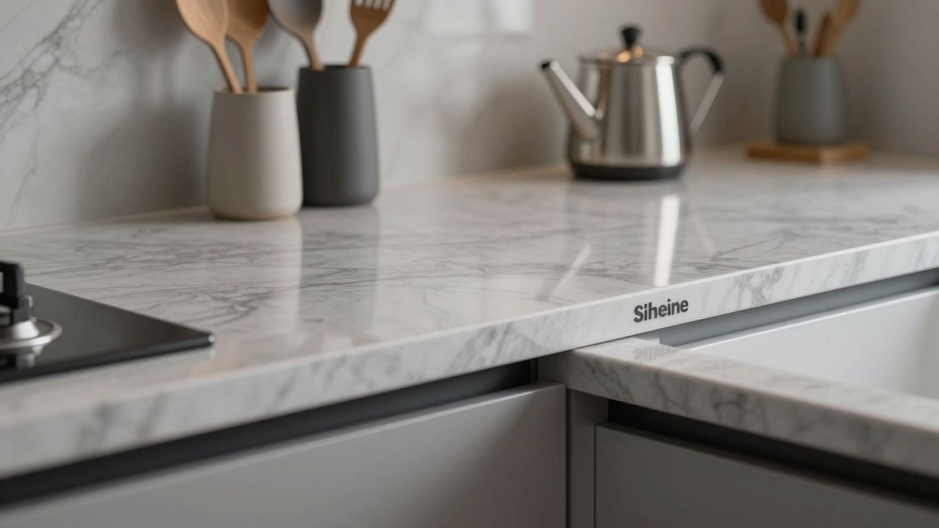 Silestone kitchen countertop with utensils