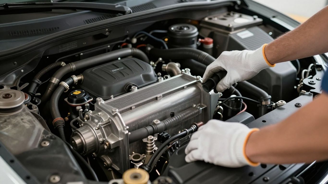 Vehicle transmission cooler beside engine components