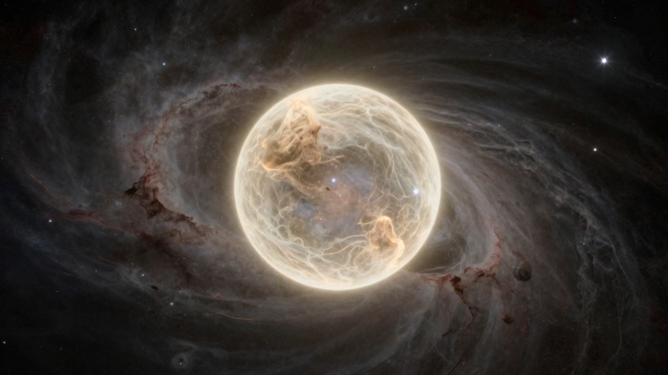Cosmic birth chart background with glowing orb.